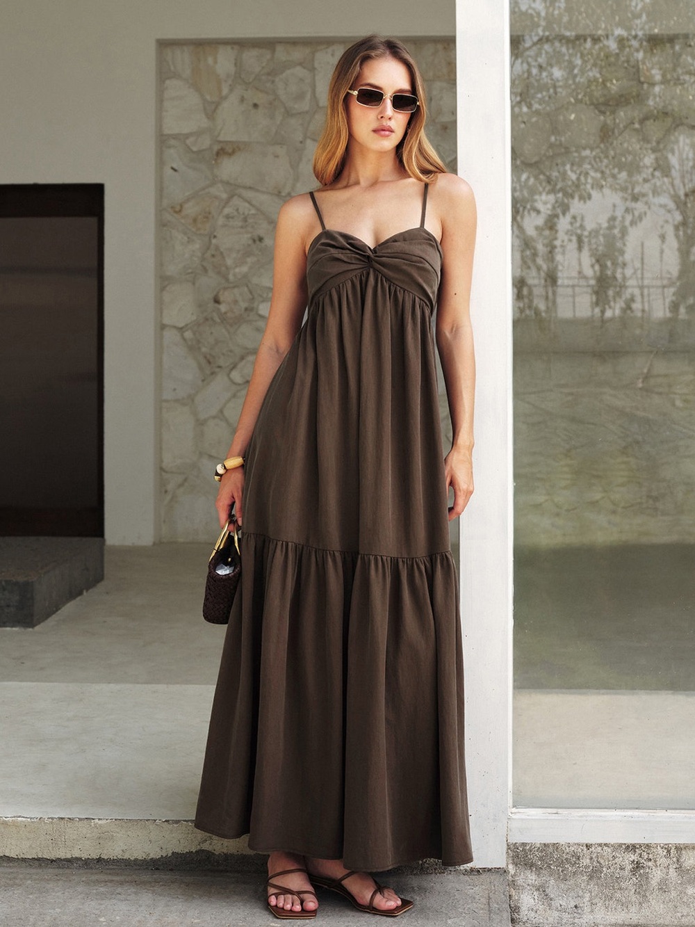 COMMENSE Twist Front Cami Maxi Dress - Picture 9 of 11